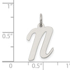 Sterling Silver 925 Initial N Charm with Rhodium Elegant Finish