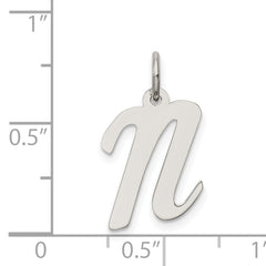 Sterling Silver 925 Initial N Charm with Rhodium Elegant Finish