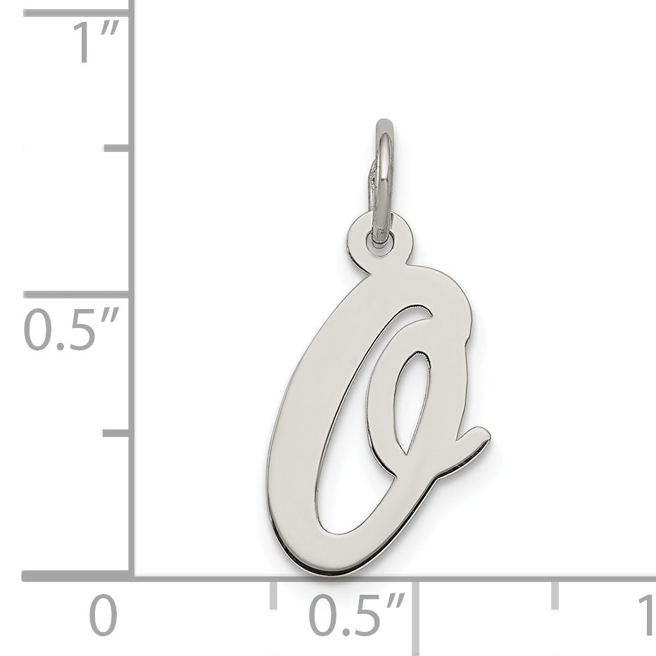 Sterling Silver Rhodium-Plated Initial O Charm Medium Size Elegant Design