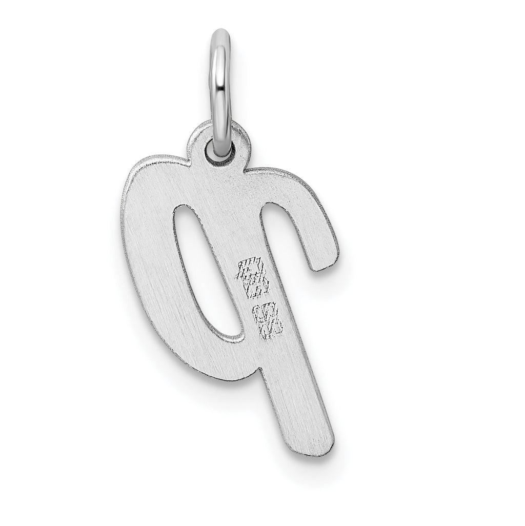 Sterling Silver 925 Script Initial P Charm Rhodium-Plated Elegance