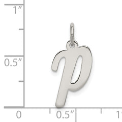 Sterling Silver 925 Script Initial P Charm Rhodium-Plated Elegance
