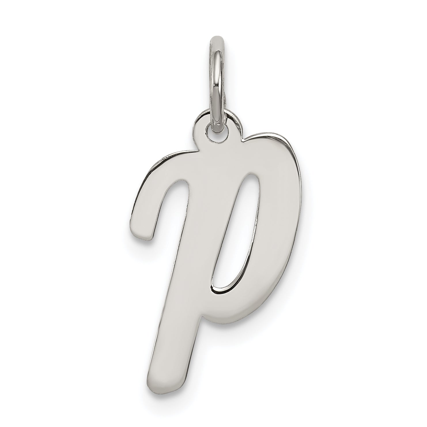 Sterling Silver Rhodium-plated Script Letter P Initial Charm Main image