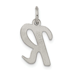 Sterling Silver Rhodium 925 Initial R Charm Elegant Medium Pendant