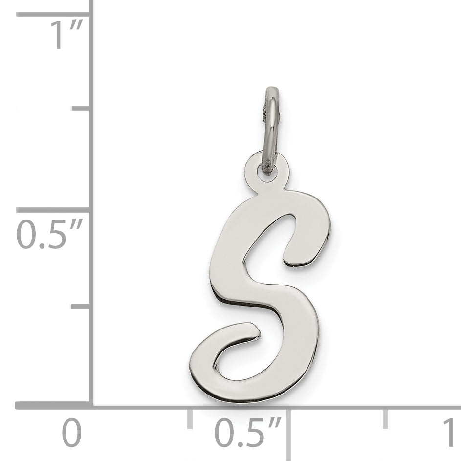 Sterling Silver 925 Initial S Charm with Rhodium Elegance