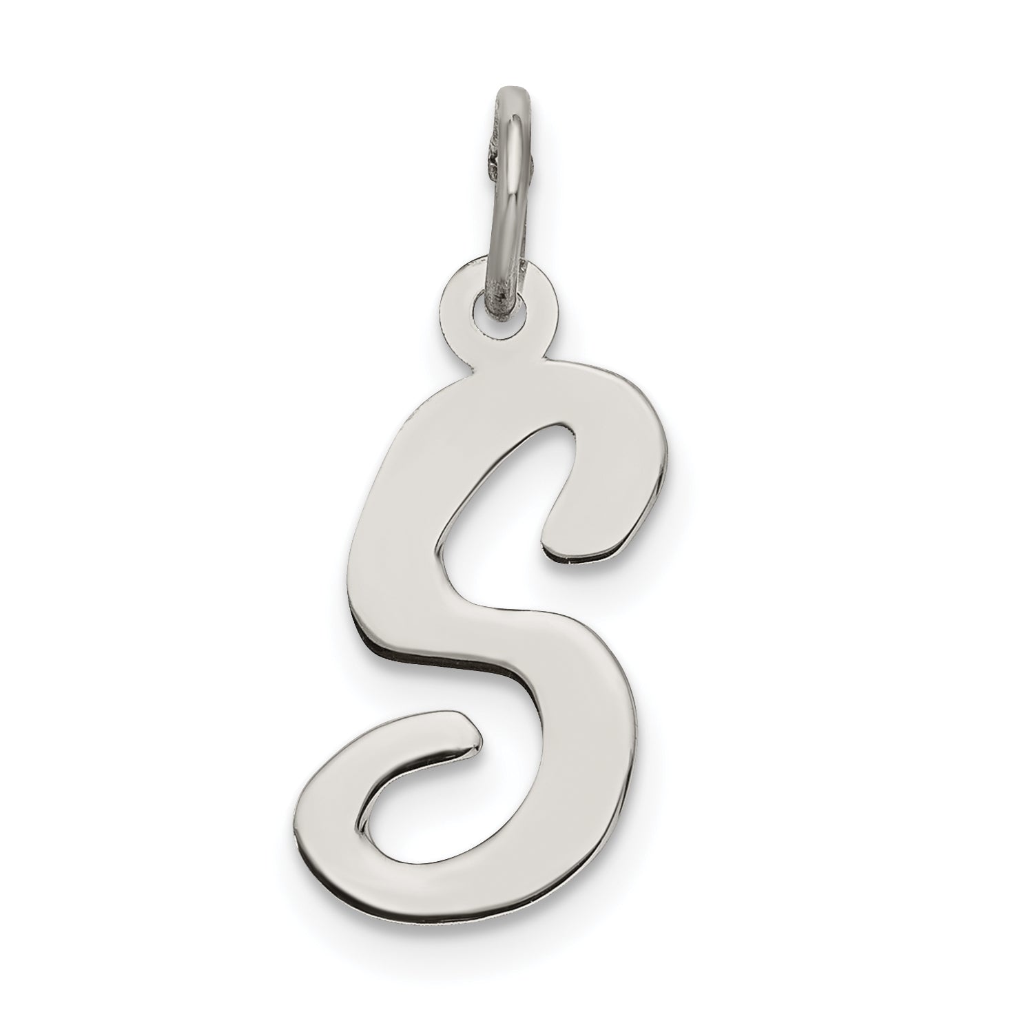 Sterling Silver Rhodium-plated Script Letter S Initial Charm Main image