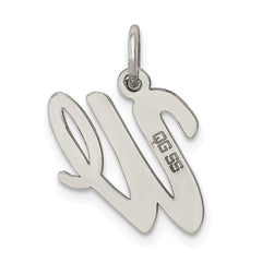 Sterling Silver 925 Initial W Charm with Rhodium Finish Elegant Design