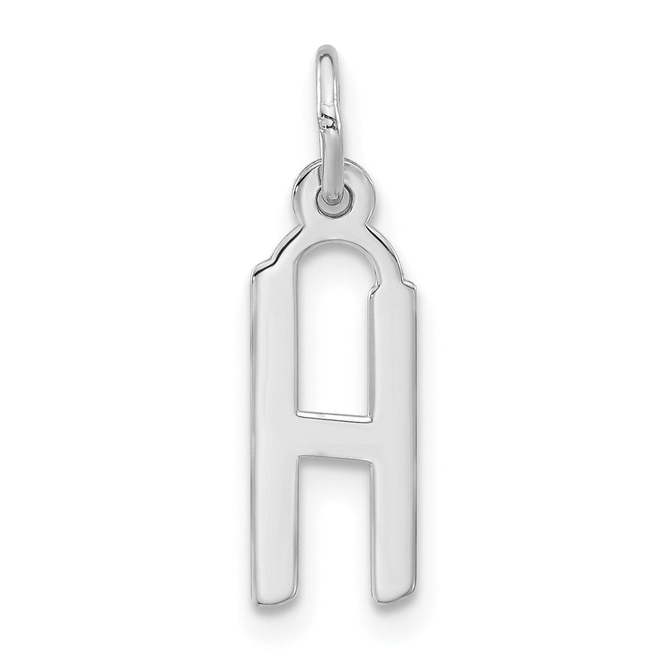 Sterling Silver Polished Medium Slanted Block Initial H Charm Main image