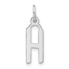 Sterling Silver Polished Medium Slanted Block Initial H Charm