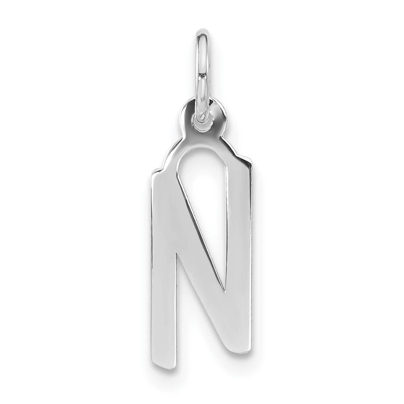 Sterling Silver Polished Medium Slanted Block Initial N Charm Main image