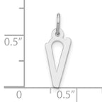 925 Sterling Silver Unisex Initial V Charm with Polished Finish