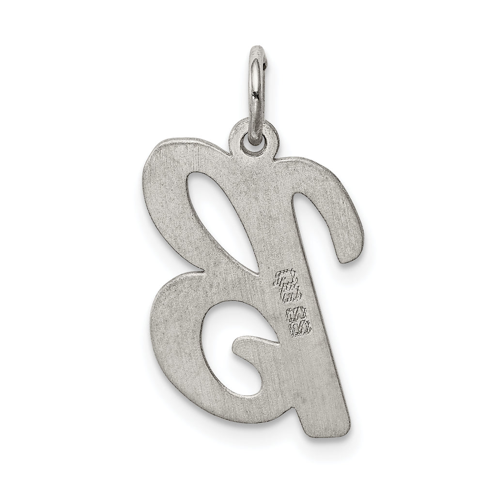 Sterling Silver Rhodium-plated Initial B Charm Elegant Large Pendant