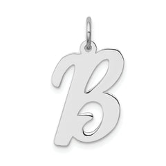 Sterling Silver Rhodium-plated Script Letter B Initial Charm
