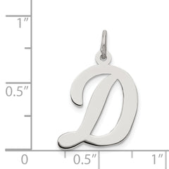Sterling Silver Rhodium-Plated Initial D Charm Elegant Large Pendant