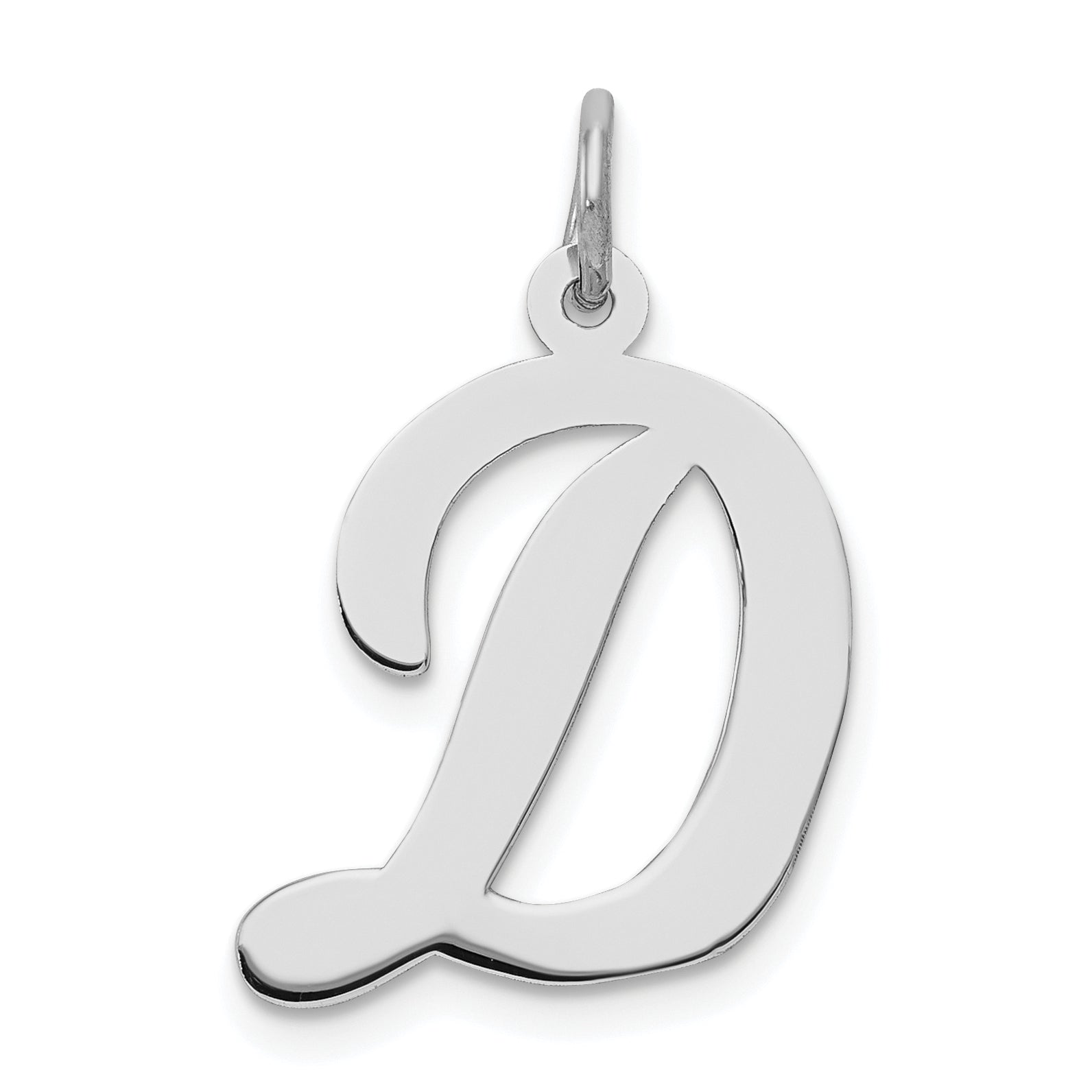 Sterling Silver Rhodium-plated Script Letter D Initial Charm Main image