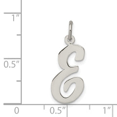 Sterling Silver 925 Large Script E Charm with Rhodium Elegance
