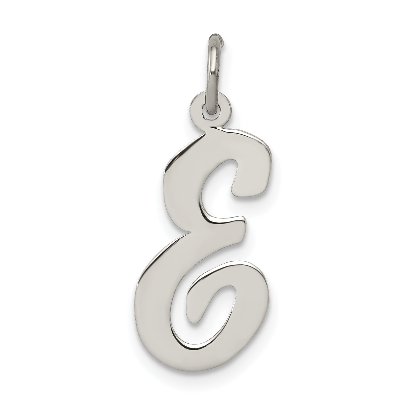 Sterling Silver Rhodium-plated Script Letter E Initial Charm Main image