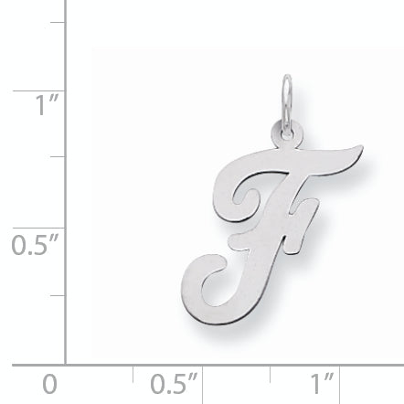 Sterling Silver 925 Initial F Charm with Rhodium Elegance