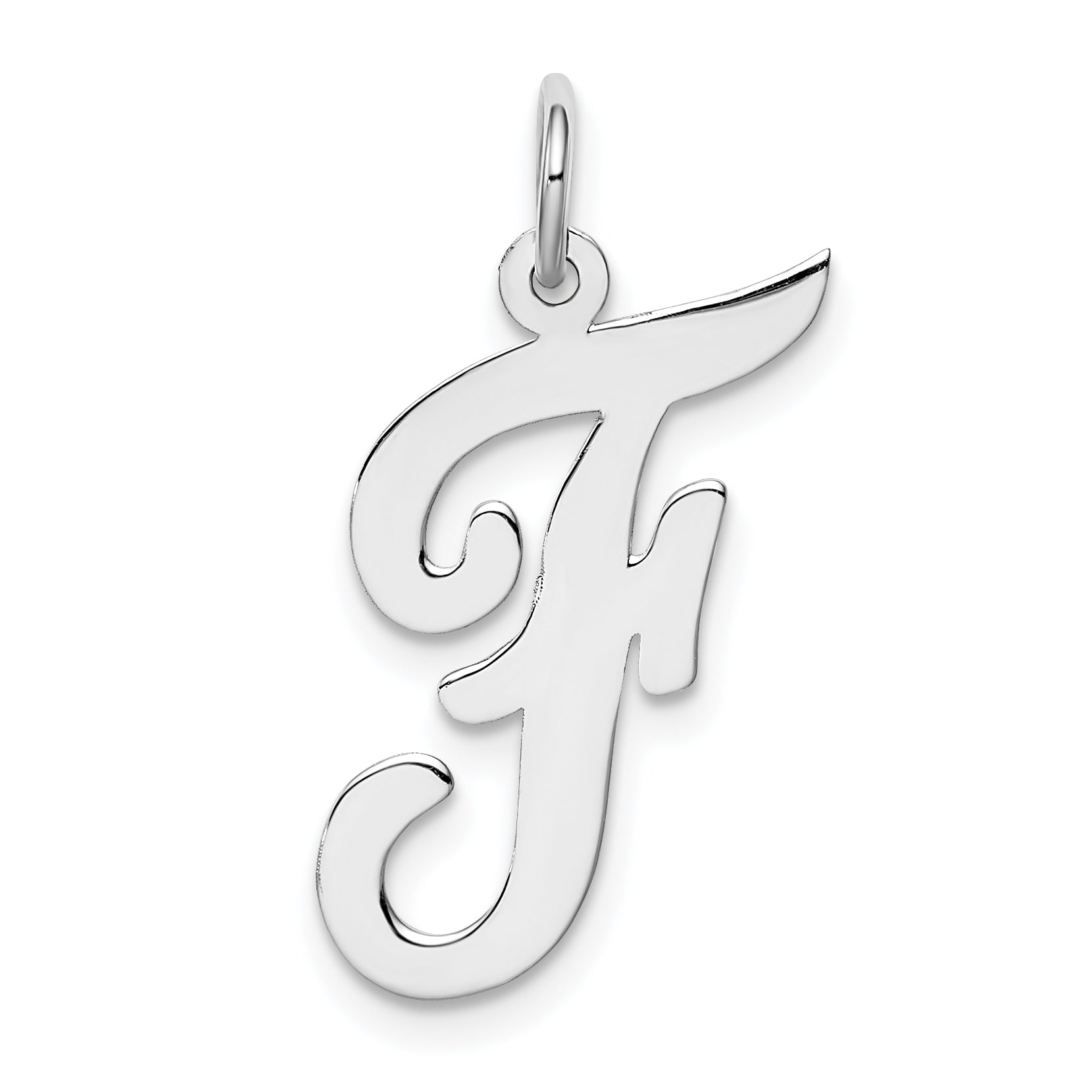 Sterling Silver Rhodium-plated Script Letter F Initial Charm Main image