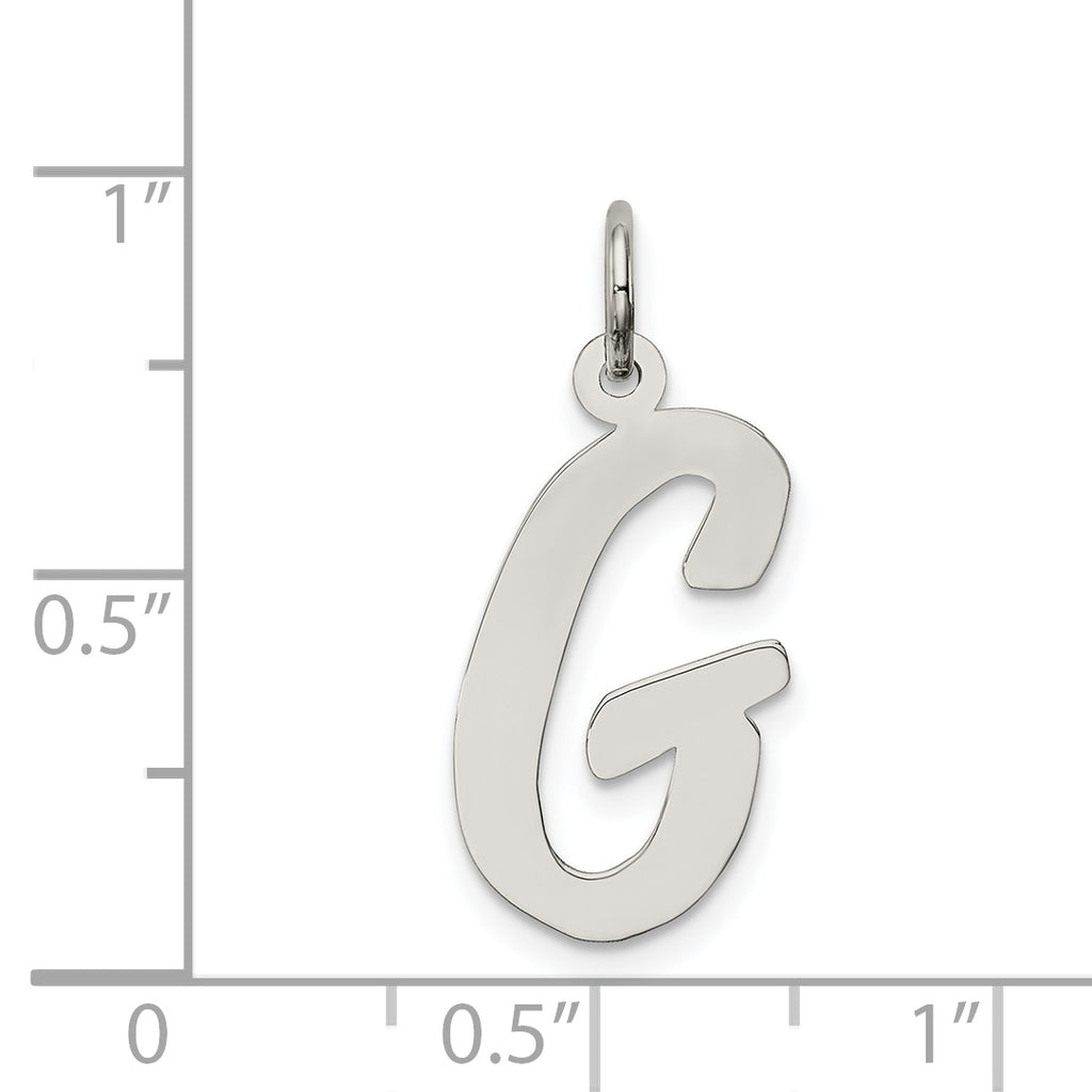 Sterling Silver Rhodium-Plated Initial G Charm Elegant Large Pendant