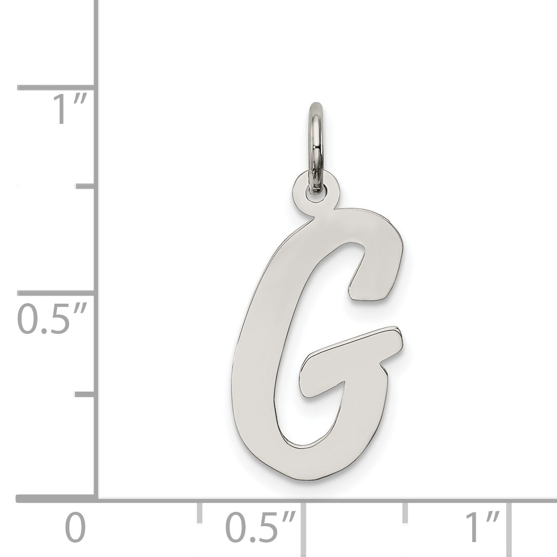 Sterling Silver Rhodium-Plated Initial G Charm Elegant Large Pendant