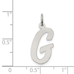Sterling Silver Rhodium-Plated Initial G Charm Elegant Large Pendant