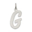 Sterling Silver Rhodium-plated Script Letter G Initial Charm