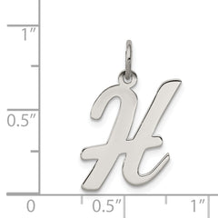 Sterling Silver 925 Rhodium-Plated Initial H Charm for Elegant Jewelry