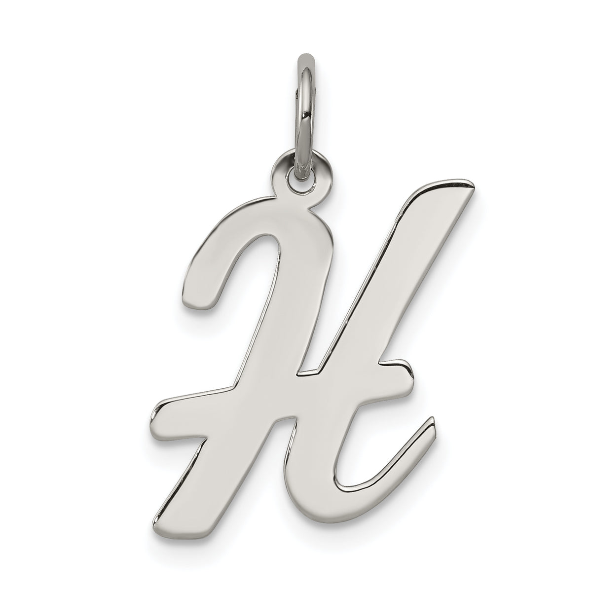 Sterling Silver Rhodium-plated Script Letter H Initial Charm