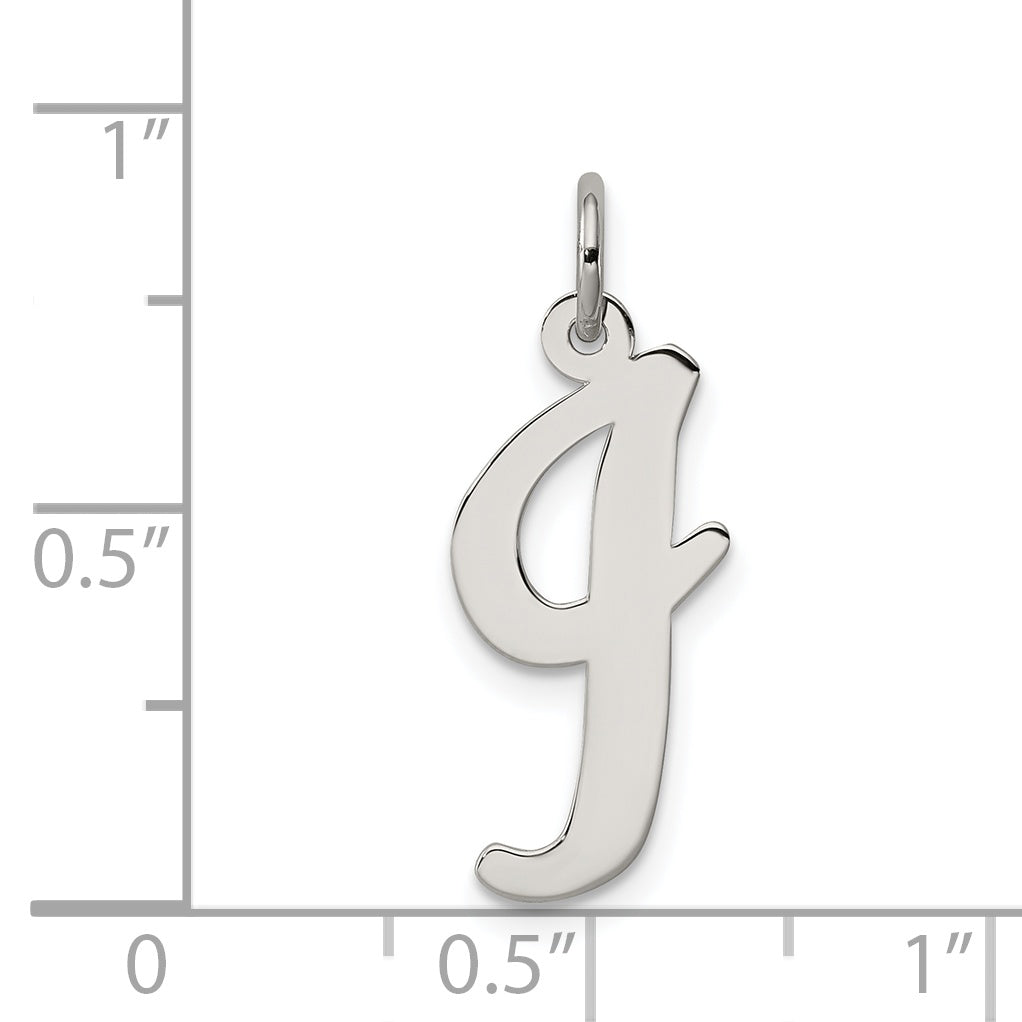 Sterling Silver Rhodium-Plated Large Initial I Charm Pendant