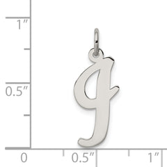 Sterling Silver Rhodium-Plated Large Initial I Charm Pendant