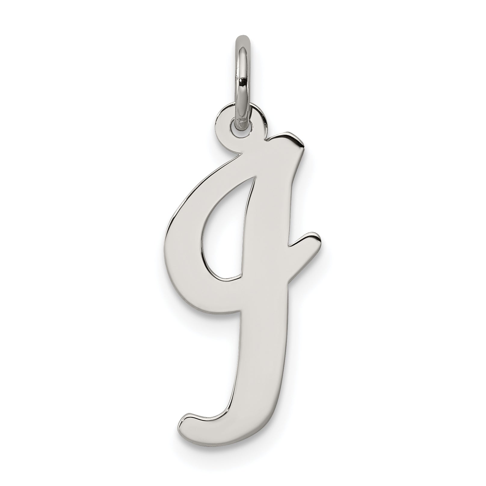 Sterling Silver Rhodium-plated Script Letter I Initial Charm Main image