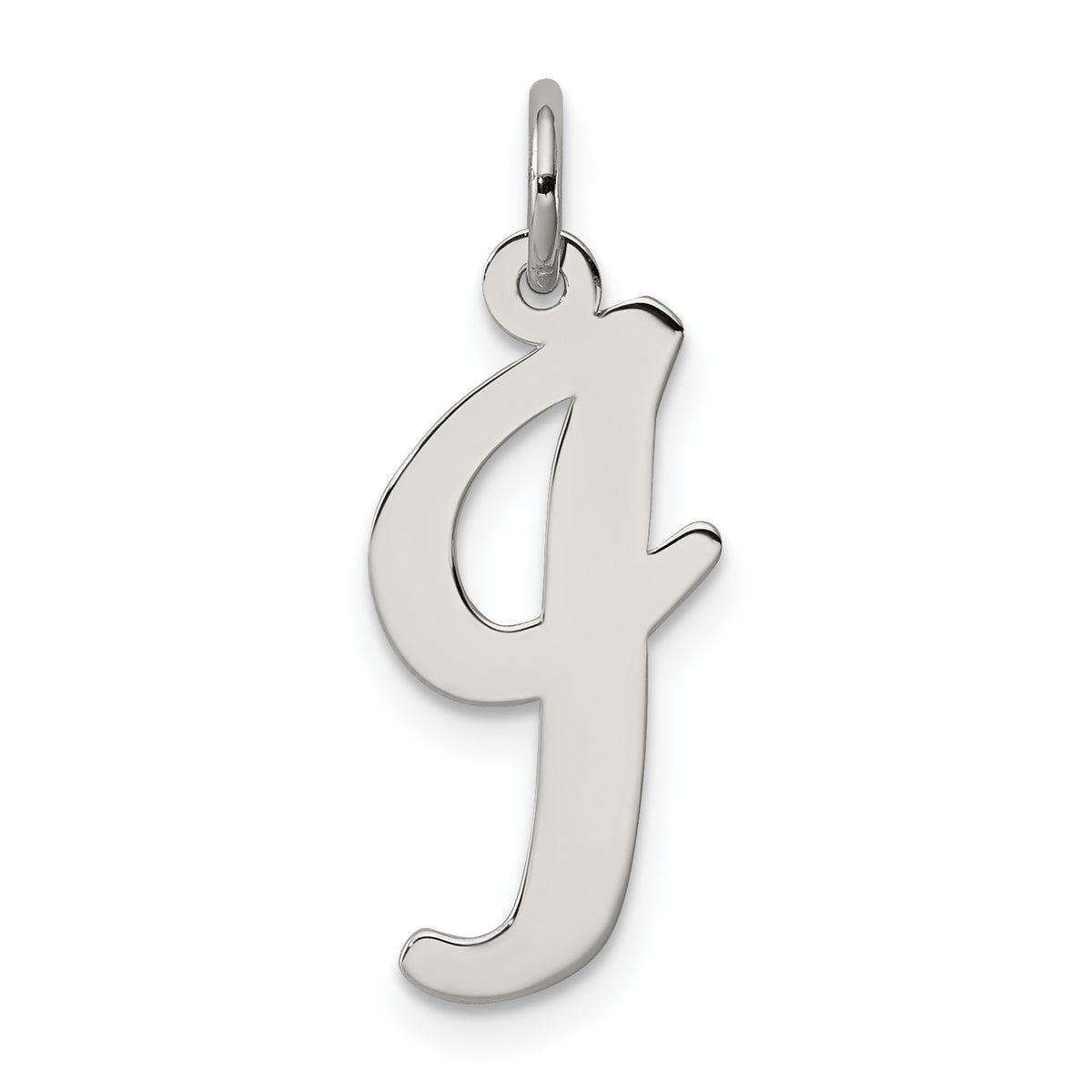 Sterling Silver Rhodium-plated Script Letter I Initial Charm