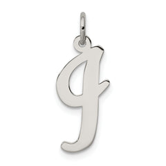 Sterling Silver Rhodium-plated Script Letter I Initial Charm