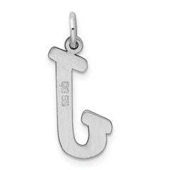 Sterling Silver Rhodium-Plated Initial J Charm Large Elegant Pendant