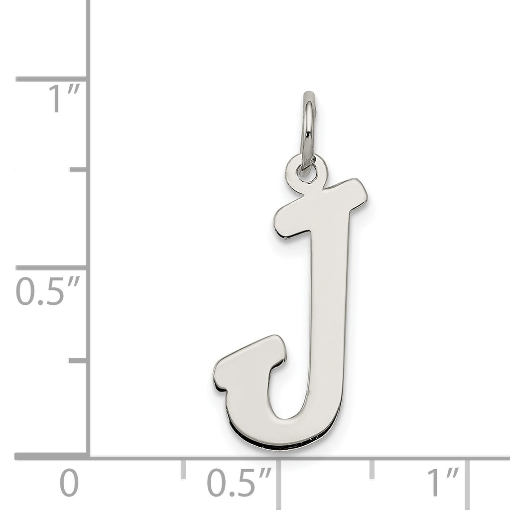 Sterling Silver Rhodium-Plated Initial J Charm Large Elegant Pendant