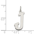 Sterling Silver Rhodium-Plated Initial J Charm Large Elegant Pendant