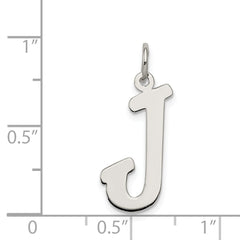 Sterling Silver Rhodium-Plated Initial J Charm Large Elegant Pendant