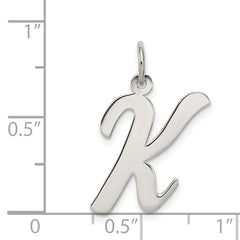 Sterling Silver 925 Initial K Charm with Rhodium Plating