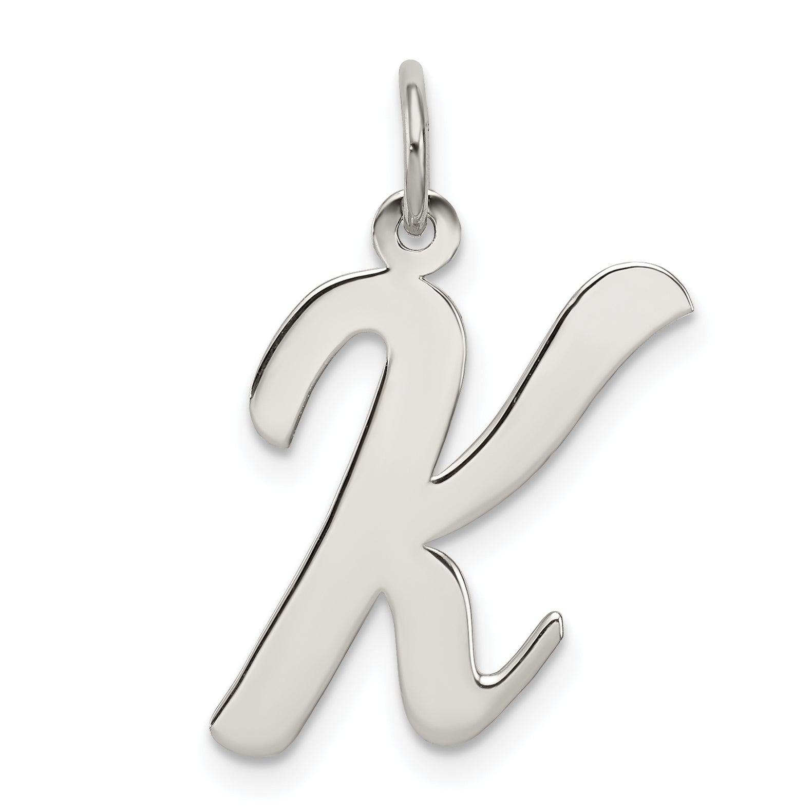 Sterling Silver Rhodium-plated Script Letter K Initial Charm Main image