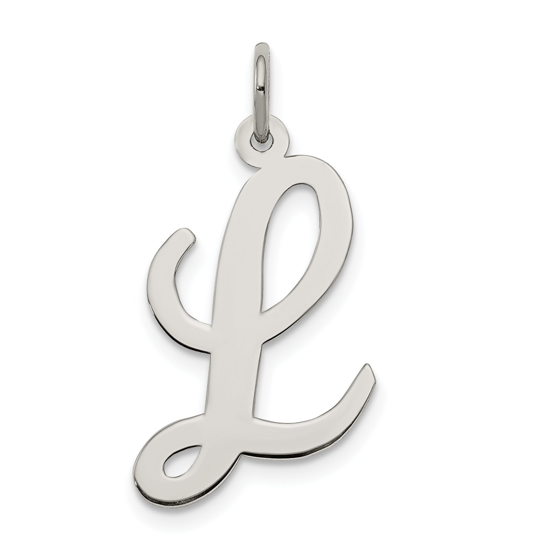 Sterling Silver Rhodium-plated Script Letter L Initial Charm Main image