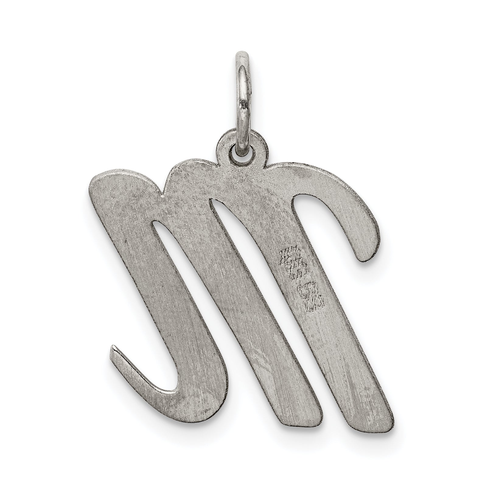 Sterling Silver 925 Initial Charm with Rhodium Plating Large Script M
