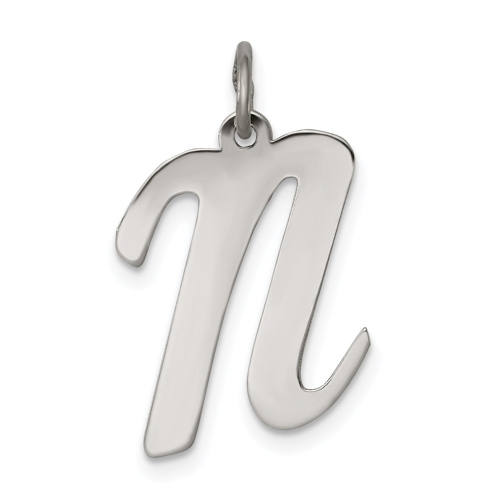 Sterling Silver Rhodium-plated Script Letter N Initial Charm Main image