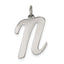 Sterling Silver Rhodium-plated Script Letter N Initial Charm
