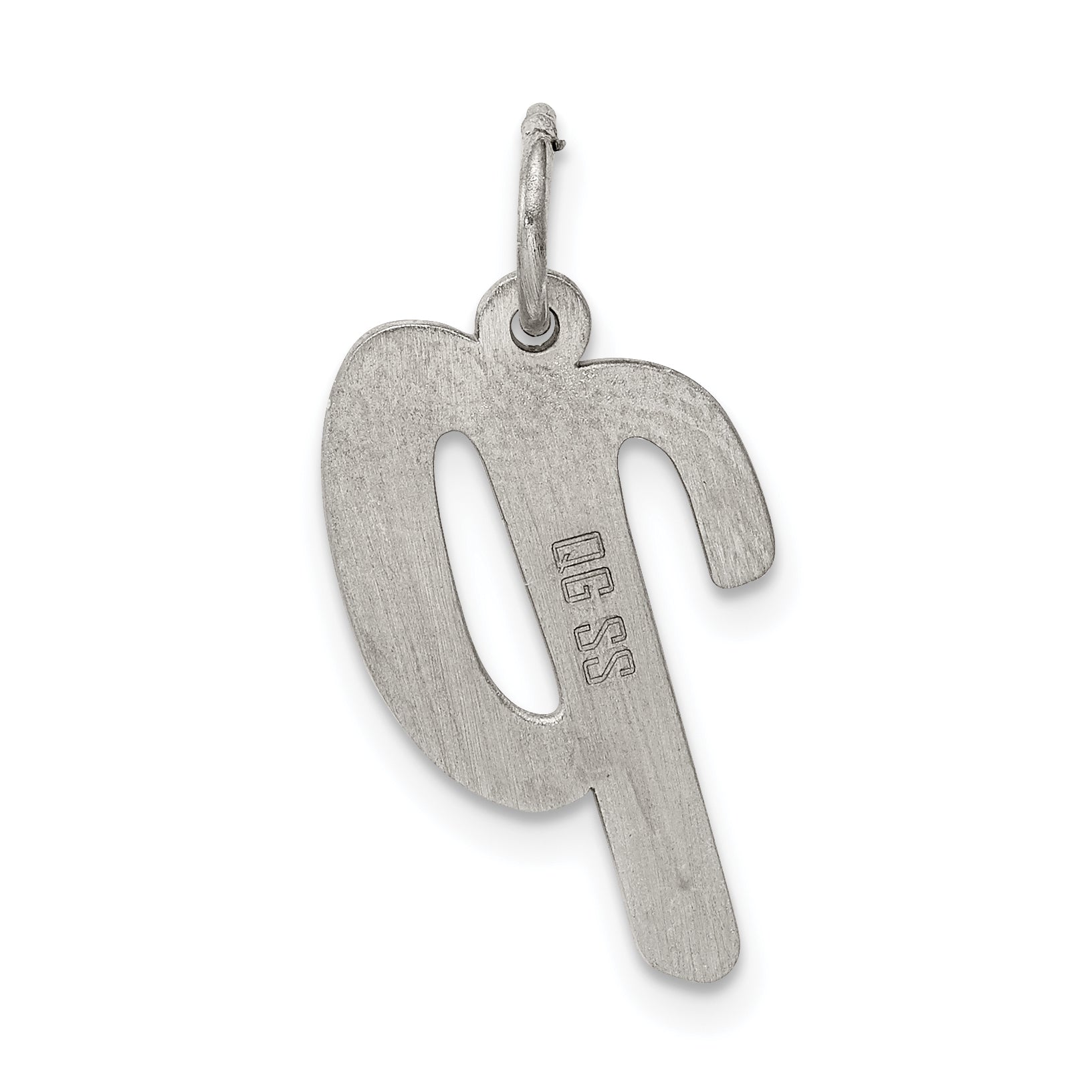 Sterling Silver 925 Rhodium-Plated Script Initial P Charm  Elegant and Large