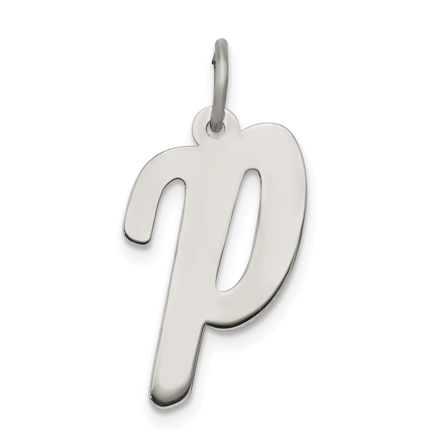 Sterling Silver Rhodium-plated Script Letter P Initial Charm Main image