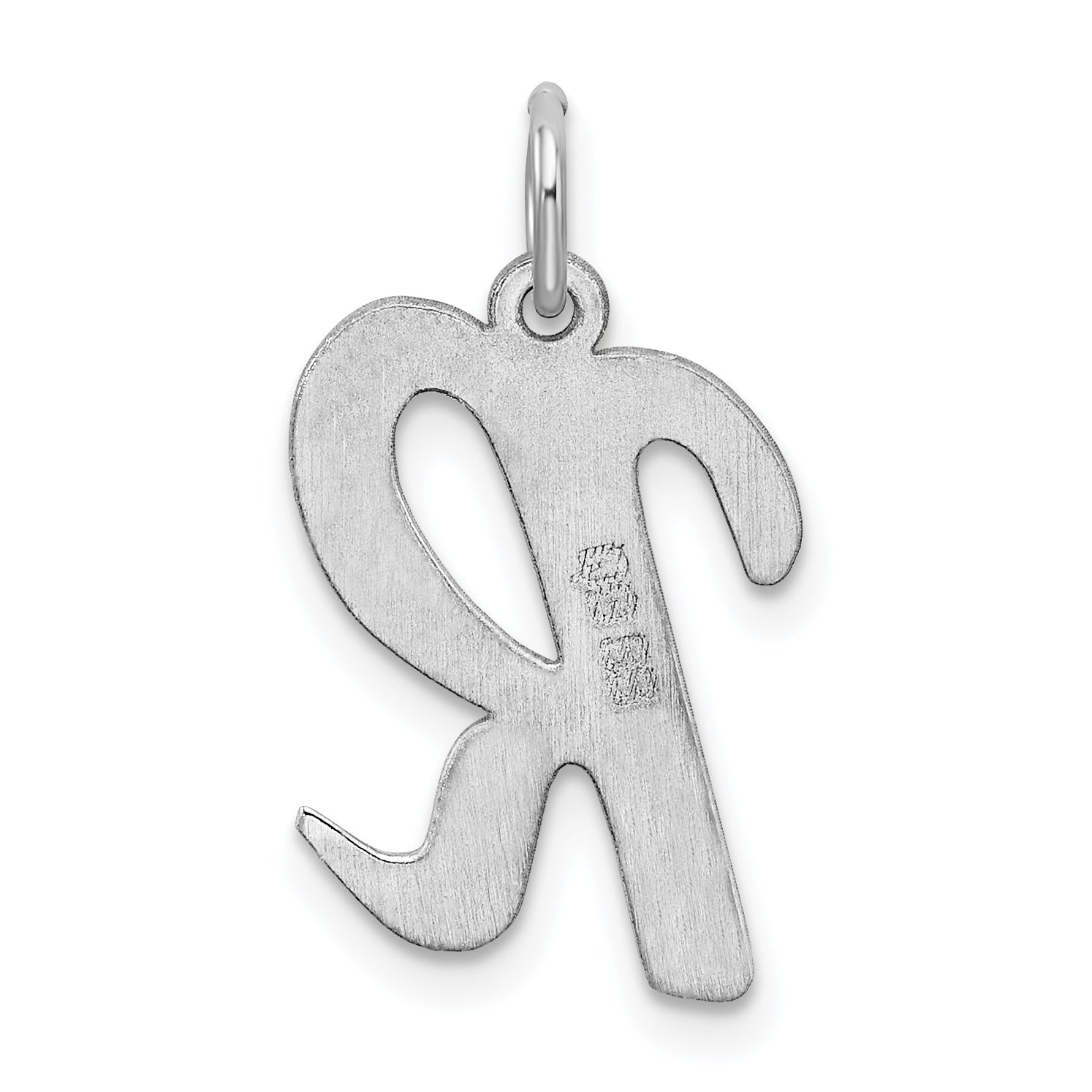 Sterling Silver 925 Script Initial R Charm with Rhodium Plating Elegant Large Design
