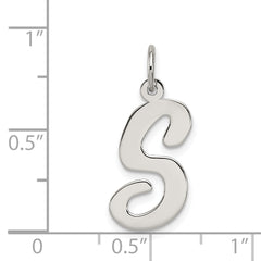 Sophia Jewelers Sterling Silver Script S Initial Charm Rhodium-Plated Elegance