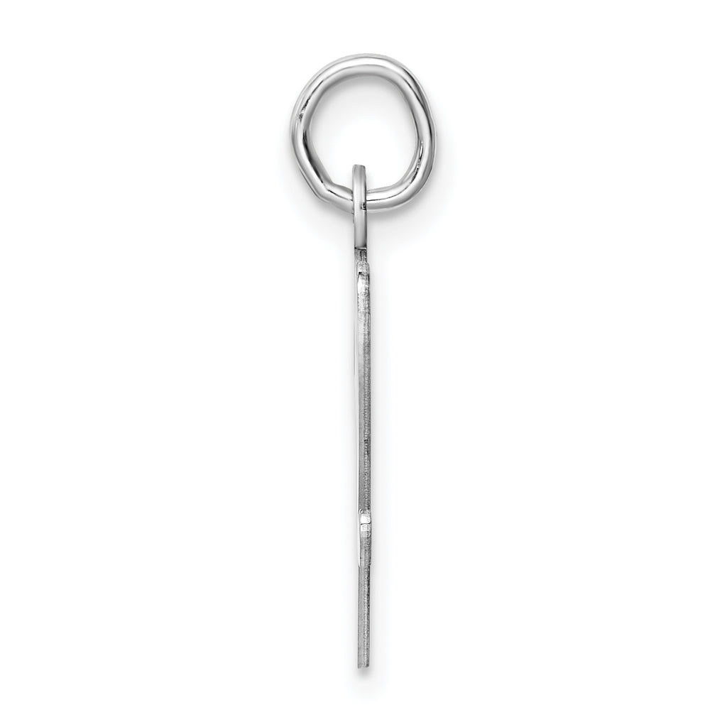 Sterling Silver 925 Script V Initial Charm Large Rhodium-Plated