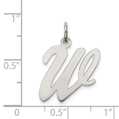 Sterling Silver 925 Rhodium Script Letter W Charm for Elegant Jewelry