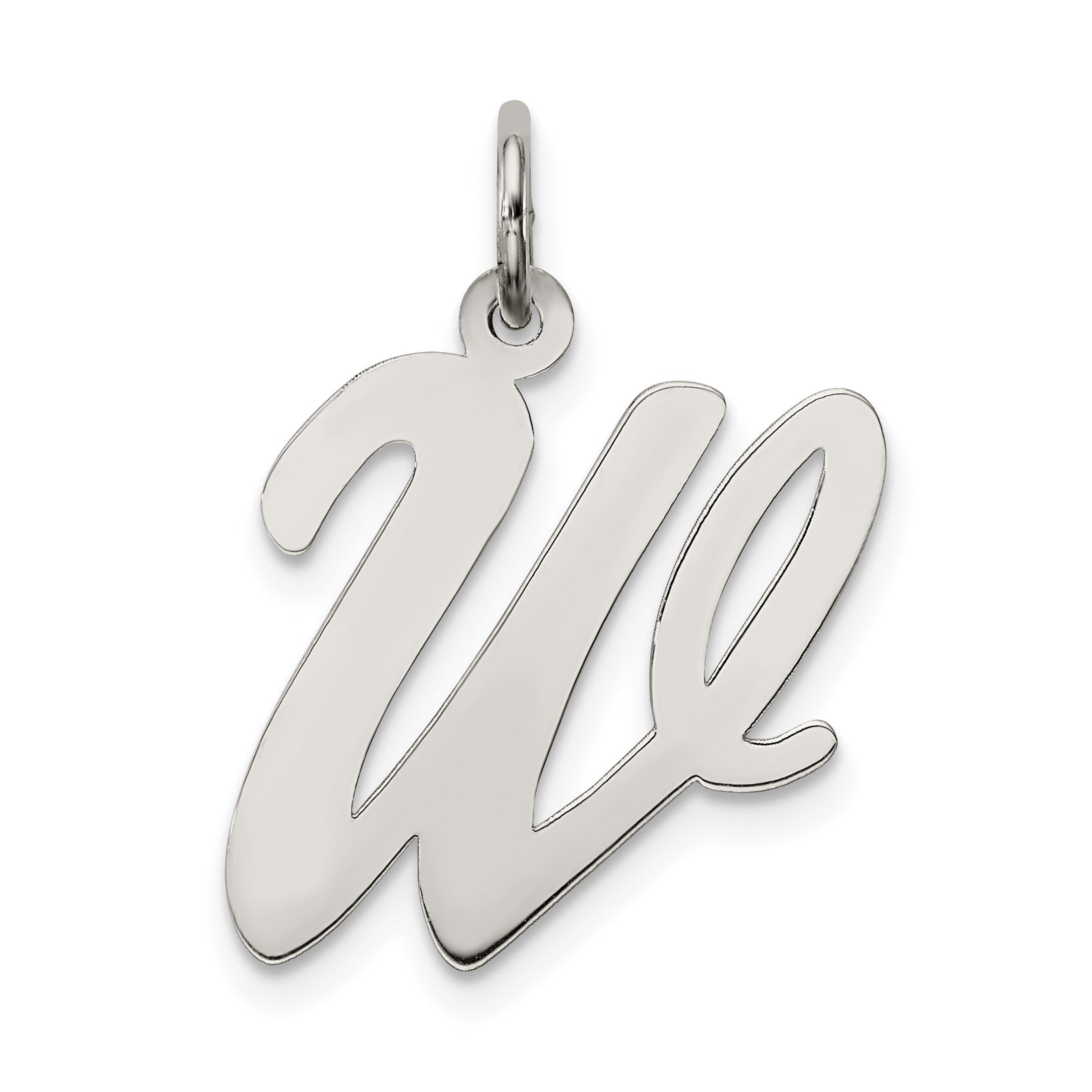 Sterling Silver Rhodium-plated Script Letter W Initial Charm Main image